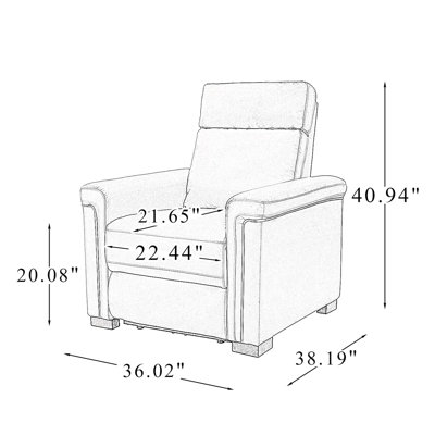 Fauteuil inclinable en cuir véritable 36,02 po Adela