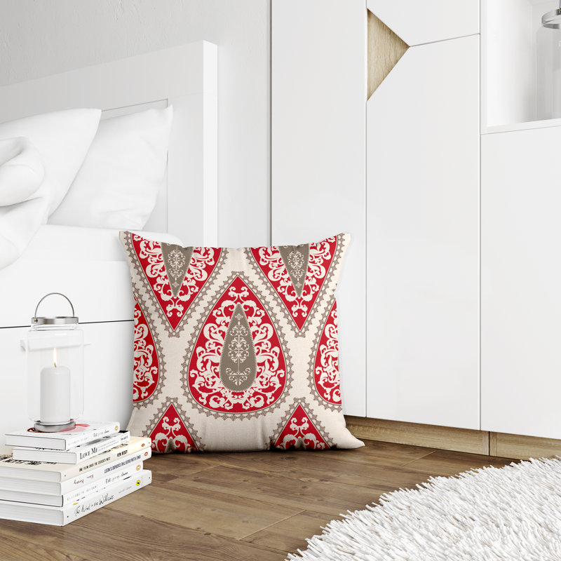 Housse et insert de coussin décoratif en polyester, L 17 po x H 17 po, Rouge