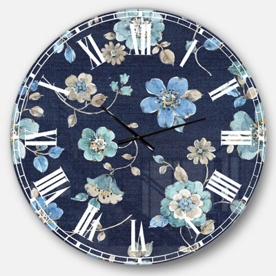Indigold fleur métallique motif - horloge murale traditionnelle