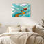 «Blue and Amber Winding River Canyon», art mural en verre coloré-23302265