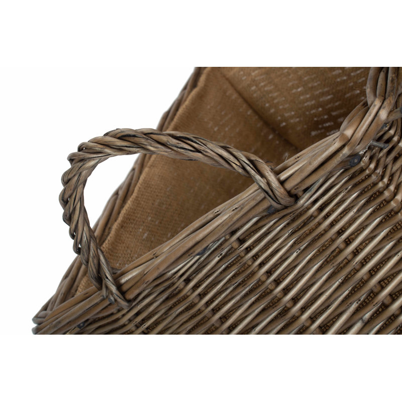 Small Rectangular Hessian Lined Wicker Storage Basket