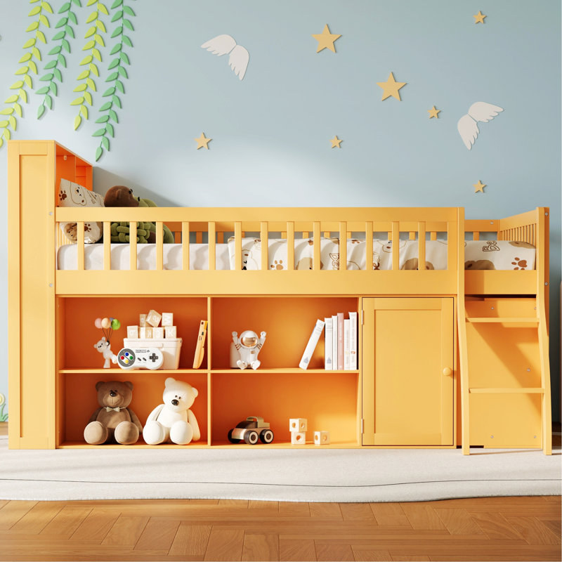 Lit mezzanine avec rangement, tête de lit avec lumière DEL, Grand lit