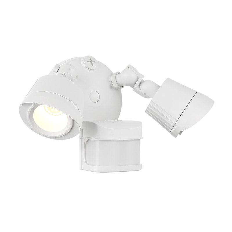 Outdoor White LED Double Flood Light with Motion Sensor and Adjustable 3CCT Color Temperature, White