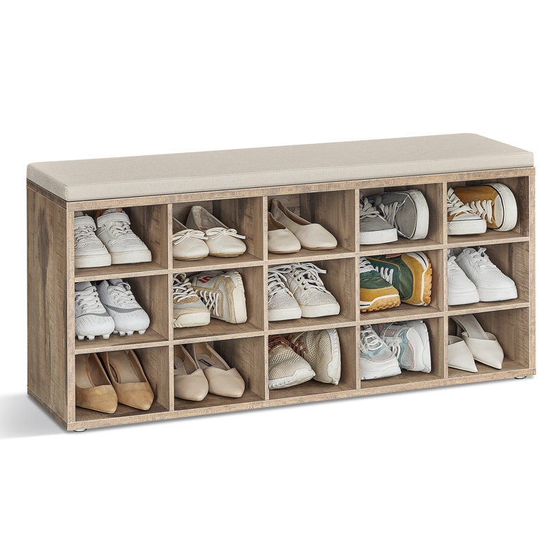 15 Pair Shoe Rack, Brown/Beige