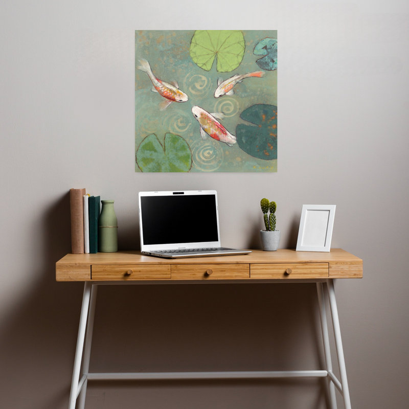 «Floating Motion I Contemporary Fish Lily», art animalier, H 18 po x l 18 po