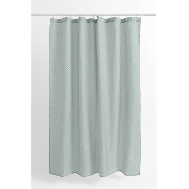 Chevron Groove Ultra-Thin Lightweight Shower Curtain, Blue/Light Blue