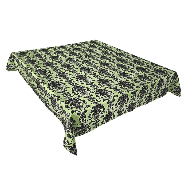 Floral Poplin Damask Tablecloths, 60" Rectangle, Tea Green