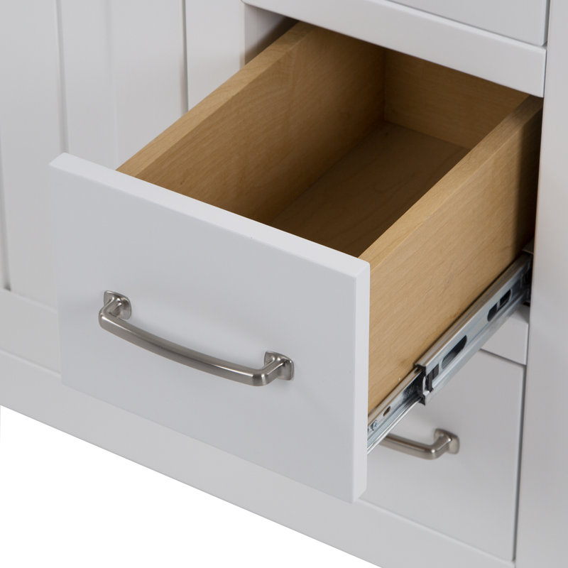 Meuble-lavabo simple 42,5 po avec plateau en marbre de culture, Blanc
