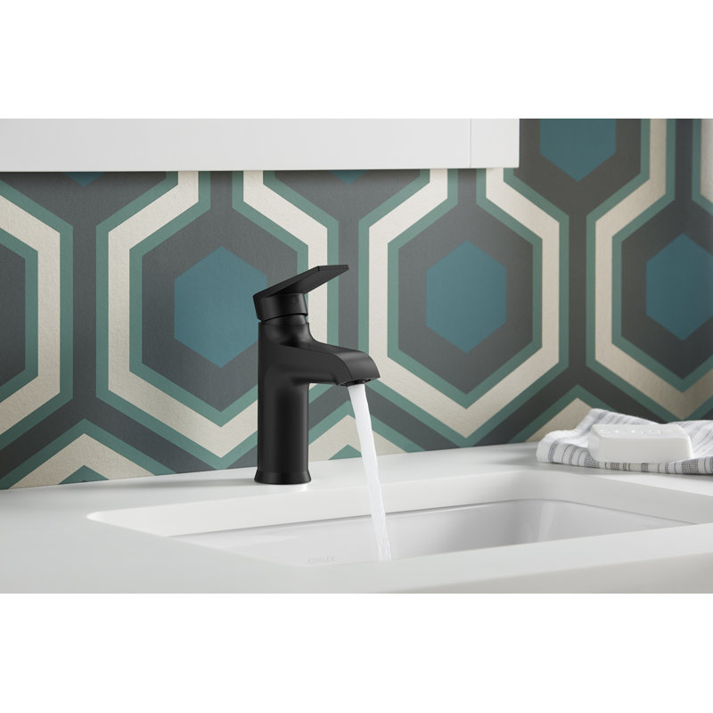 Kohler Hint Single-Handle Bathroom Faucet with Pop-Up Drain Assembly, One Hole Bathroom Sink Faucet, 1.2 gpm, Matte Black