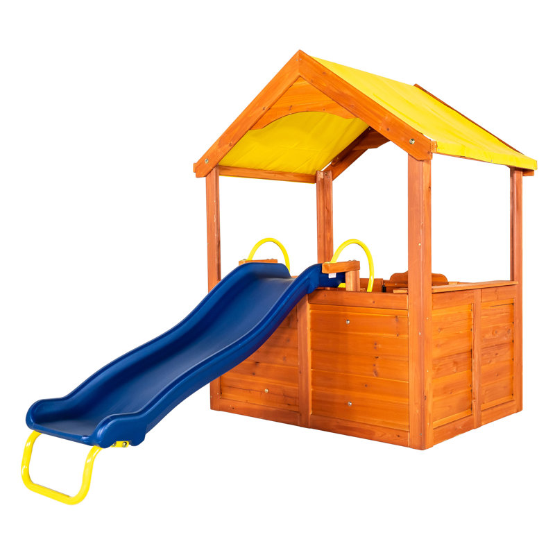 Sportspower Encinitas Wooden Playhouse with 4' Slide