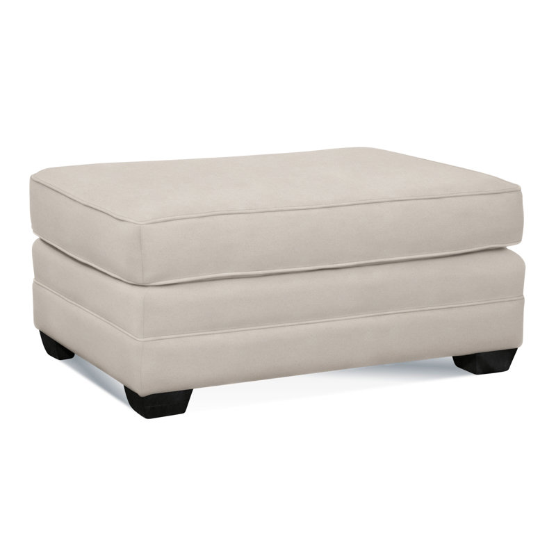 Bedford Upholstered Ottoman, Black , Elite Dove Linen