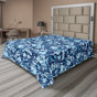 Bleu marine, violet / floral