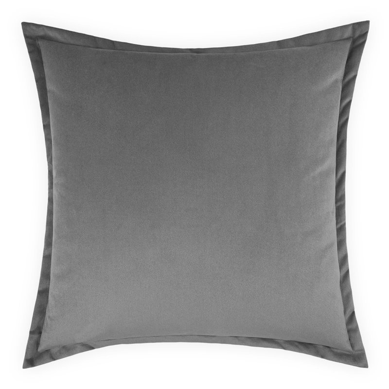 Belvedere Flange Pillow Cover & Insert, Graphite, Square 22"