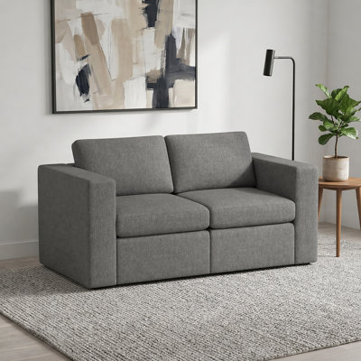 Lockheart 64 inch 2-Seat Modular Loveseat Smoke Square Arm