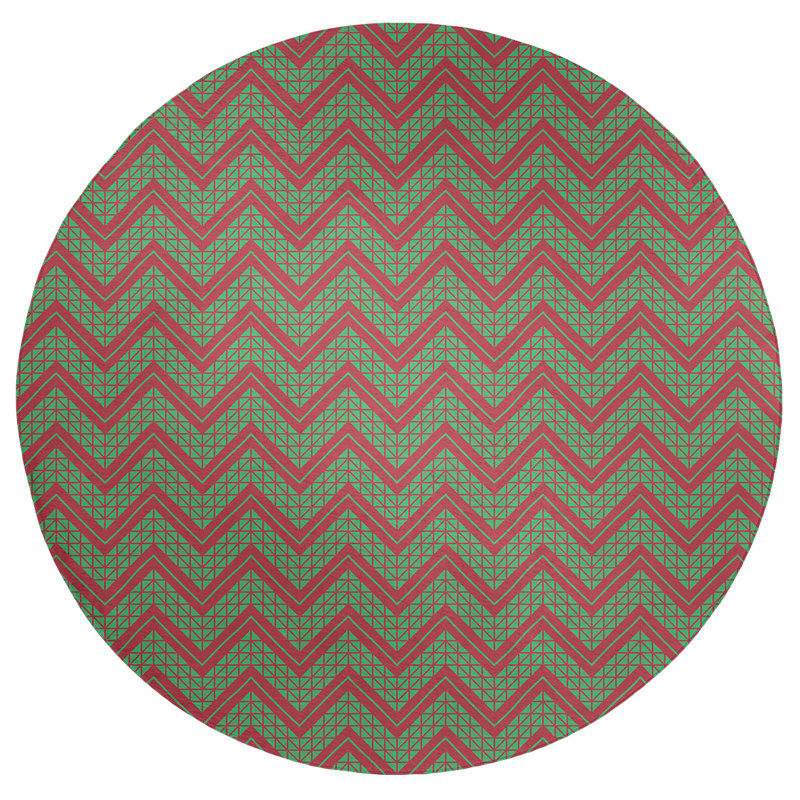Chenille Chevron Indoor Rug, Round 5'