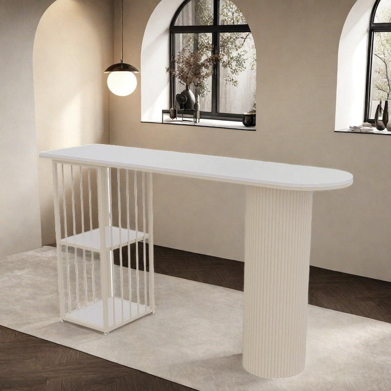 Table de bar Light Luxury, Blanc, H 41,3 po x L 62,9 po x l 19,6 po