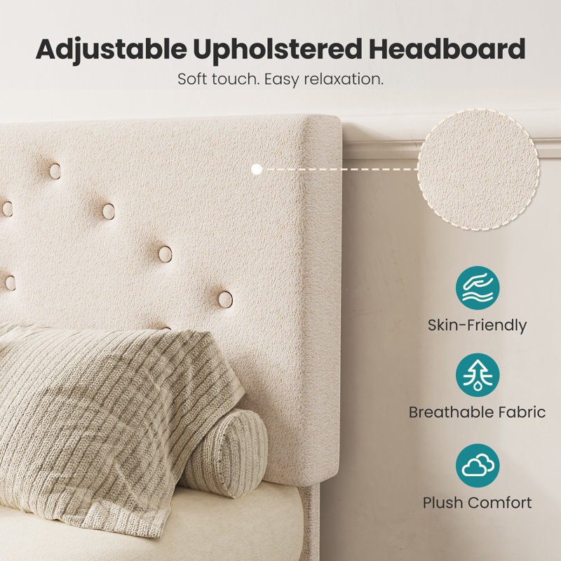 Velvet Bed Frame with Upholstered Headboard, Platform Bedframe with Wooden Slats Support, No Box Spring Needed, Twin
