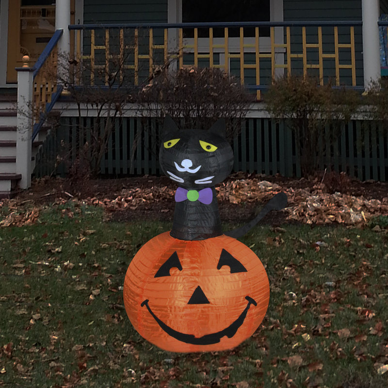 Décoration de jardin d'Halloween d'extérieur pour chat 3 'orange et noir 3'