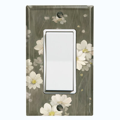 Plaque murale standard avec fleur blanche et vert olive