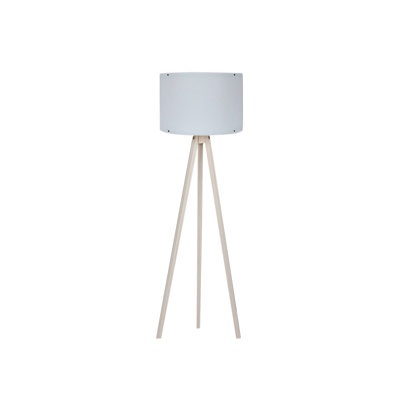 Lampe sur pied moderne avec corps en panneau de fibres à densité moyenne et capuchon en polypropylène, hauteur de 57,1 po | Diamètre du capuchon: 15 po, longueur de câble maximale: 78,7 po | Douille E27 (60 W maximum) | Design élégant blanc et crème, interrupteur marche / arrêt pour plus de commodité, certifié CE