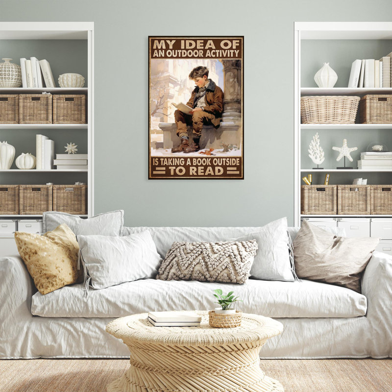 Carlose prenant un livre à l'extérieur pour lire sur toile, impression, H 14 po x l 11 po x P 1,25 po