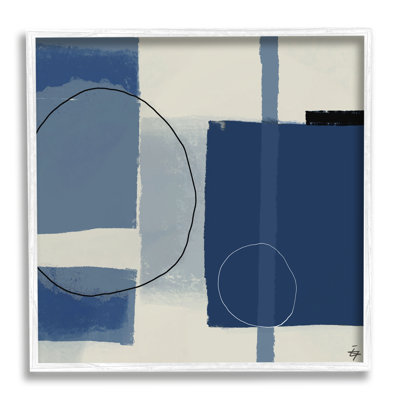 «Bold Blue», formes géométriques abstraites, cercles, giclées, ensemble d'art texturé par Elizabeth Hale