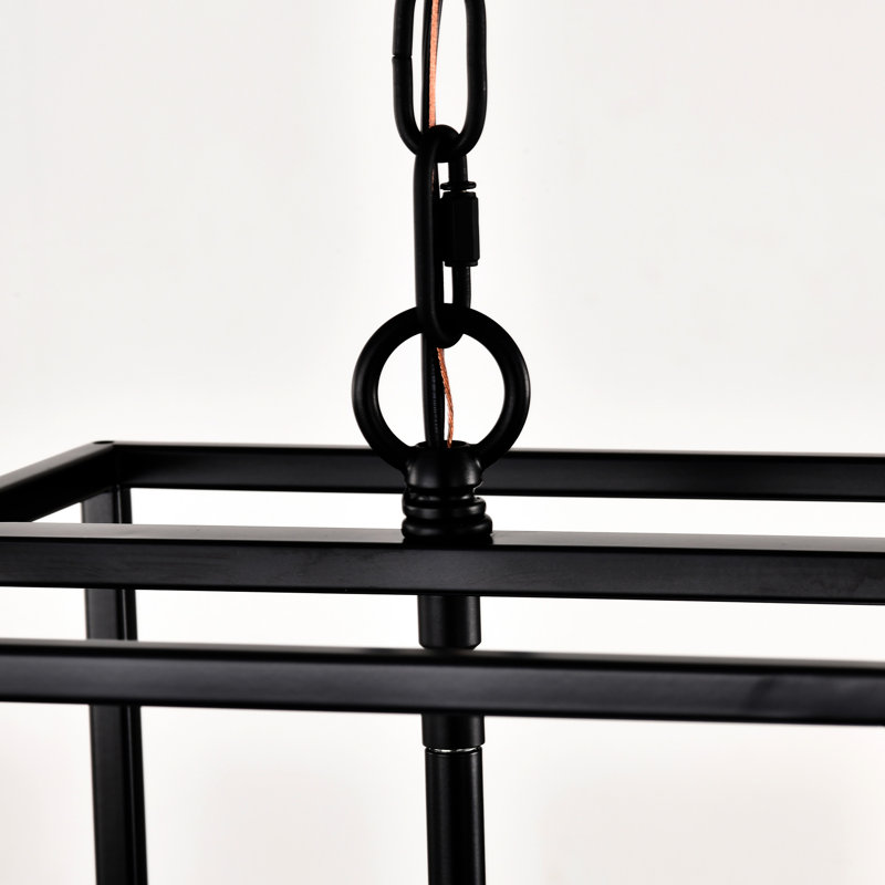 4- Lanterne suspendue à plusieurs niveaux en métal - noir industriel mat avec hauteur réglable pour la salle à manger, le couloir, le vestibule, le luminaire suspendu du vestibule