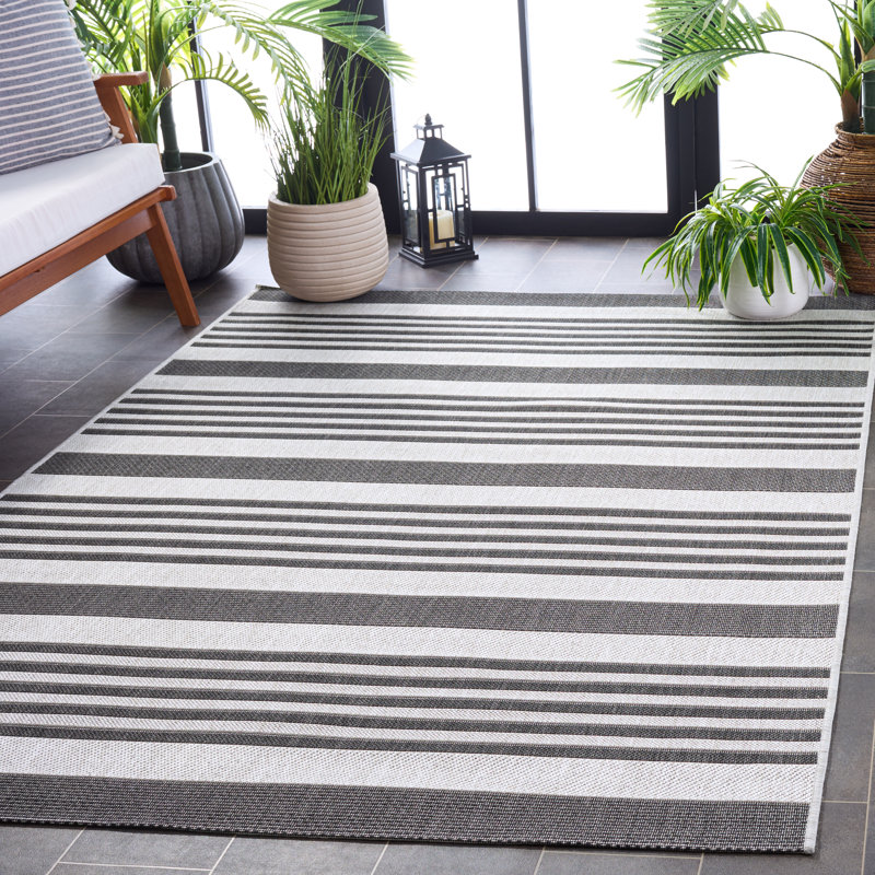 Tapis d'intérieur / extérieur à rayures Mar Quart Performance, Rectangle 5 pi 3 po x 7 pi 6 po