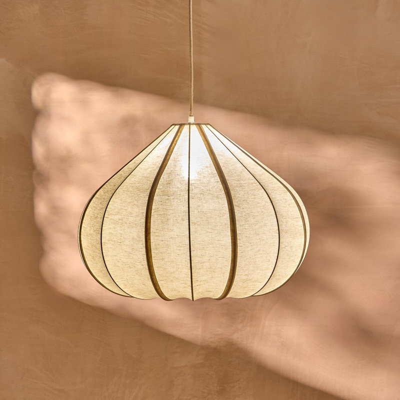 Teardrop Fabric Pendant Light - Natural, 27cm H x 56cm x 56cm