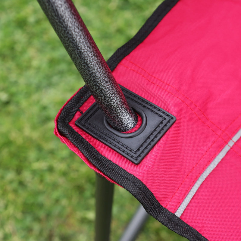 Katelyn Red Shaded Canopy Folding Camping Recliner Chair with Carry Bag for Outdoor, Red