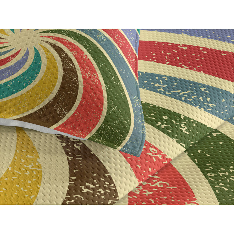 Groovy Modern & Contemporary Polyester Coverlet, Queen Bedspread + 2 Shams