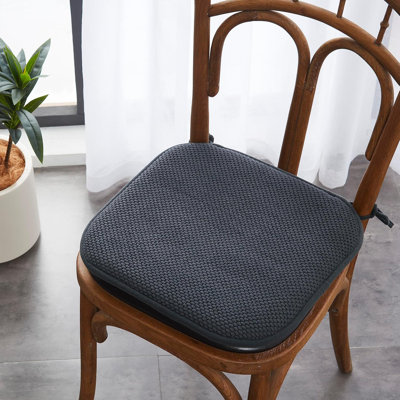 Elegant Comfort Chair Cushion Covers With Ties And Non Skid Rubber Backing-Thick Memory Foam - Soft Cushion Pad- Rounded Square Seat Cover-16 X 16 Inches- Honeycomb Textured Pattern, Set Of 2