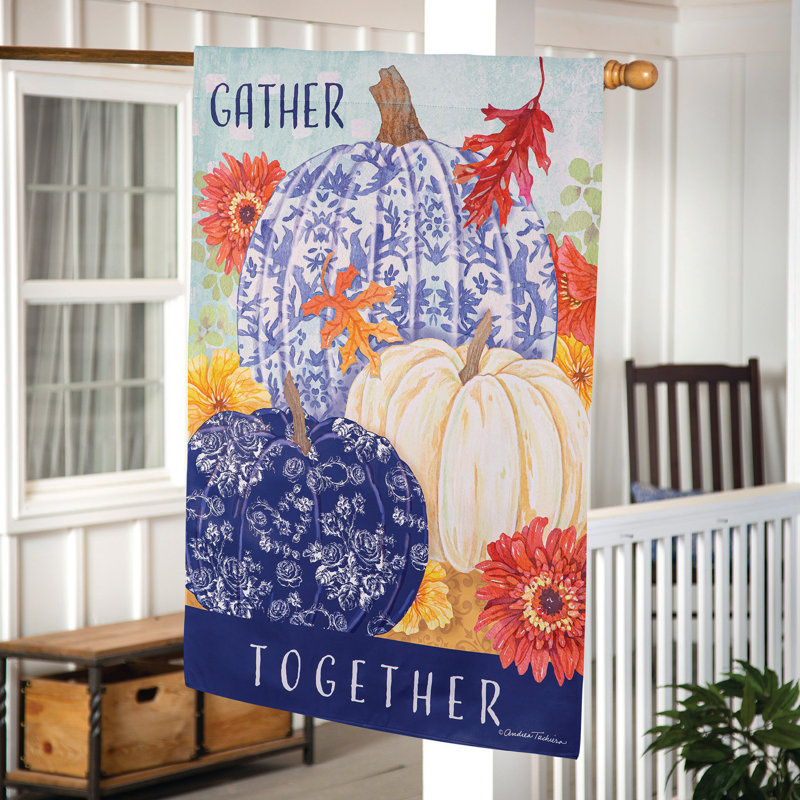 Changing Seasons Pumpkins Suede House Flag