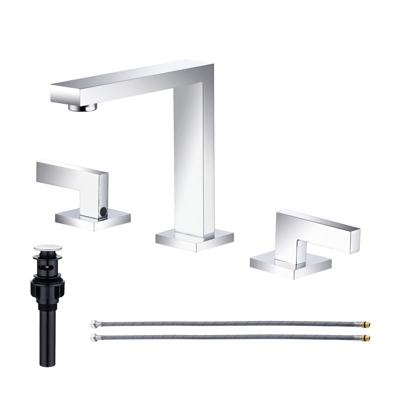 2-handle Bathroom Faucet with Drain Assembly, Chrome