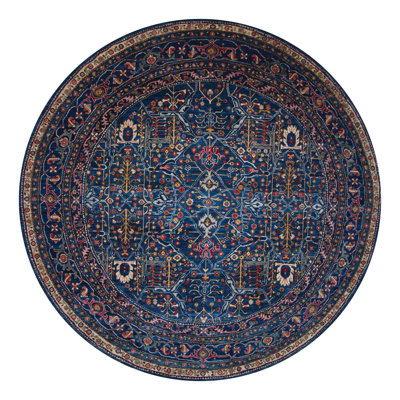 Hand Knotted Wool Oriental Area Rug in Blue/Cream/Red/Brown