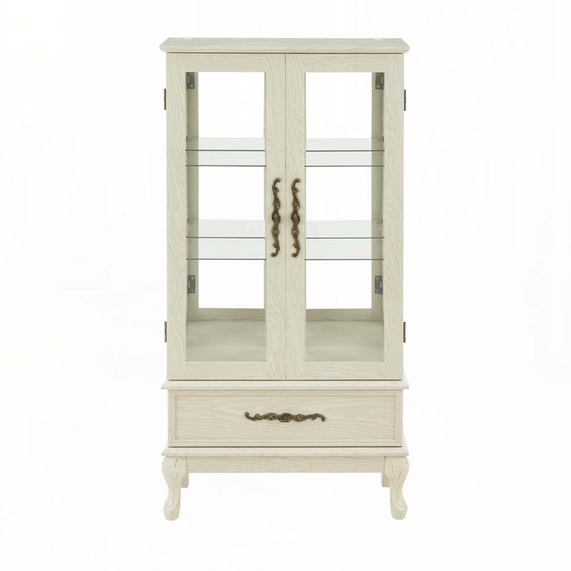 Armoire vitrée avec porte vitrée Curio, Blanc antique