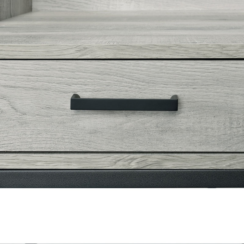 Aviana Writing Desk with Built-In Electrical Outlet, Gray