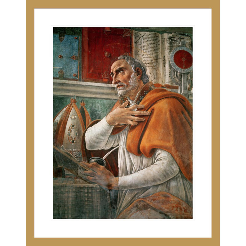 Saint-Augustin dans sa cellule par Sandro Botticelli - Estampe numérique encadrée, H 29,5 po x l 23,26 po