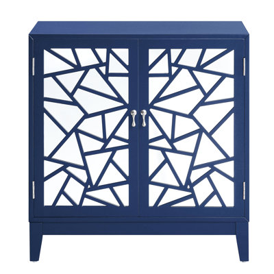 Console bleue inspirée - rangement à 2 portes, bois composite, épaisseur de plateau de table de 18 mm, décor rectangulaire avec plateau