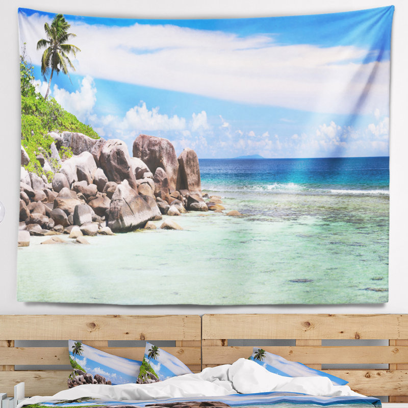 Paysage avec magnifique tapisserie de la côte rocheuse des Seychelles, H 50 po x l 60 po