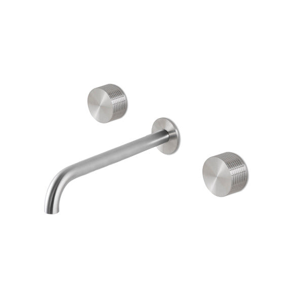 Acquaco Linki Kronos Wall Mount Three-Hole Two Handle Bathroom Lavatory Faucet with 8-5/8'' Spout Reach, Satin Rose Gold PVD