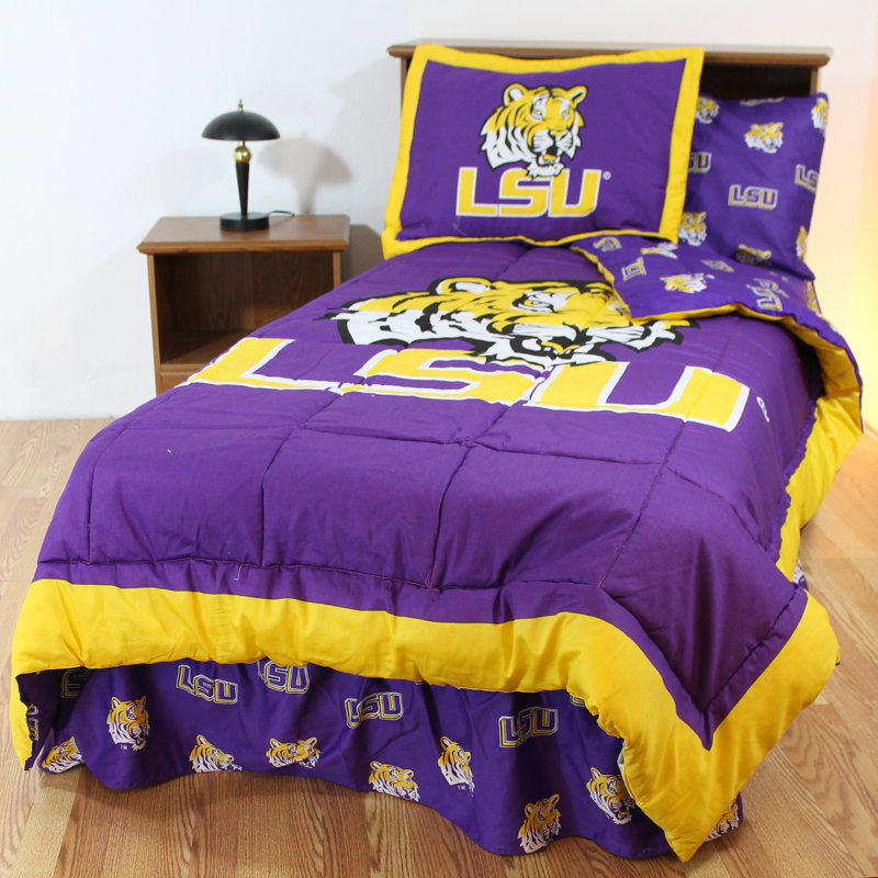 NCAA Sateen Comforter, Twin Comforter + 7 Additional Pieces, LSU