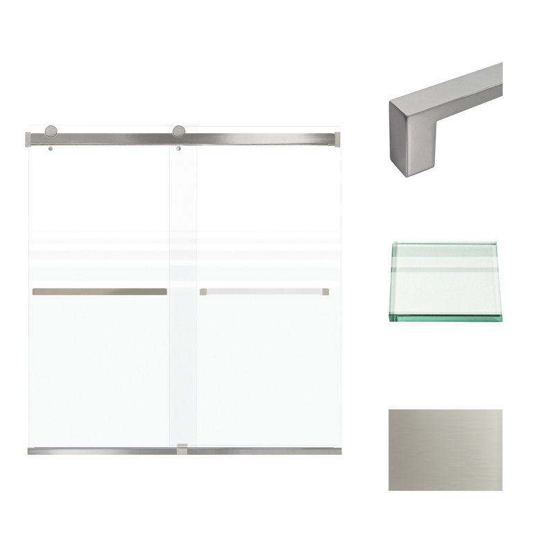 56 - l 60 po x H 62 po Technologie de porte de douche sans cadre TruMotion®, Acier inoxydable brossé