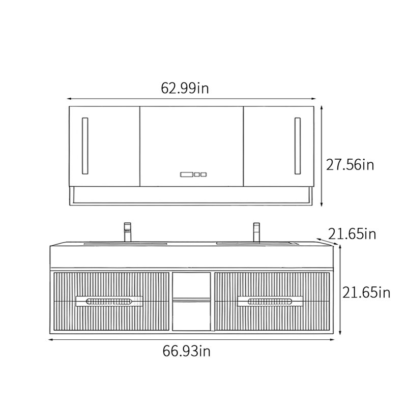Armoire de salle de bain moderne, simple et luxueuse, 67", Mauve