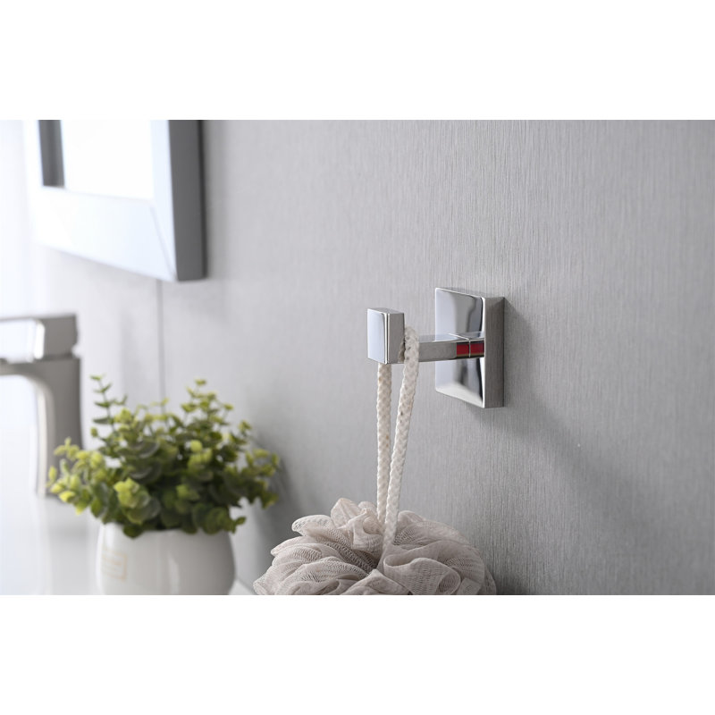 Paquet de 2 crochets à serviettes muraux en acier inoxydable pour salle de bain, chambre à coucher et cuisine, Chrome chrome