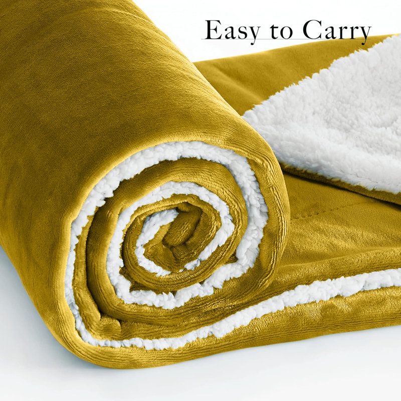 Adamczyk Soft Touch Mink Faux Fur Plush Sofa Throw/Blanket , Yellow, 230cm x 270cm
