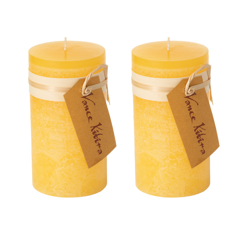 Bougie pilier non parfumée Vance Kitira, 6 po x 3,25 po, 2, Jaune pâle