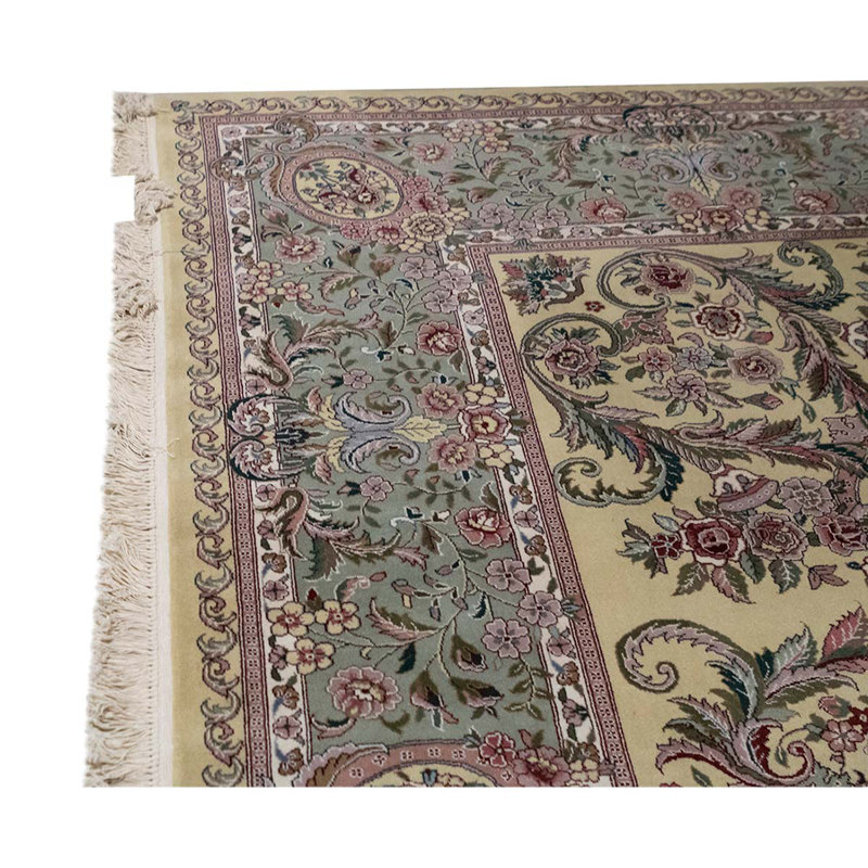 Prince Wool Oriental Area Rug in Gold/Light Green, Rectangle 10'0"  x  14'0"