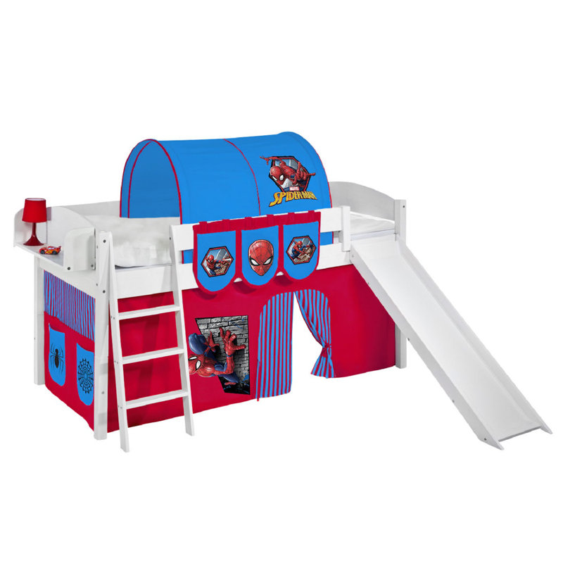 Spiderman European Single (90 X 200Cm) Solid Wood Low Loft Bed by Lilokids