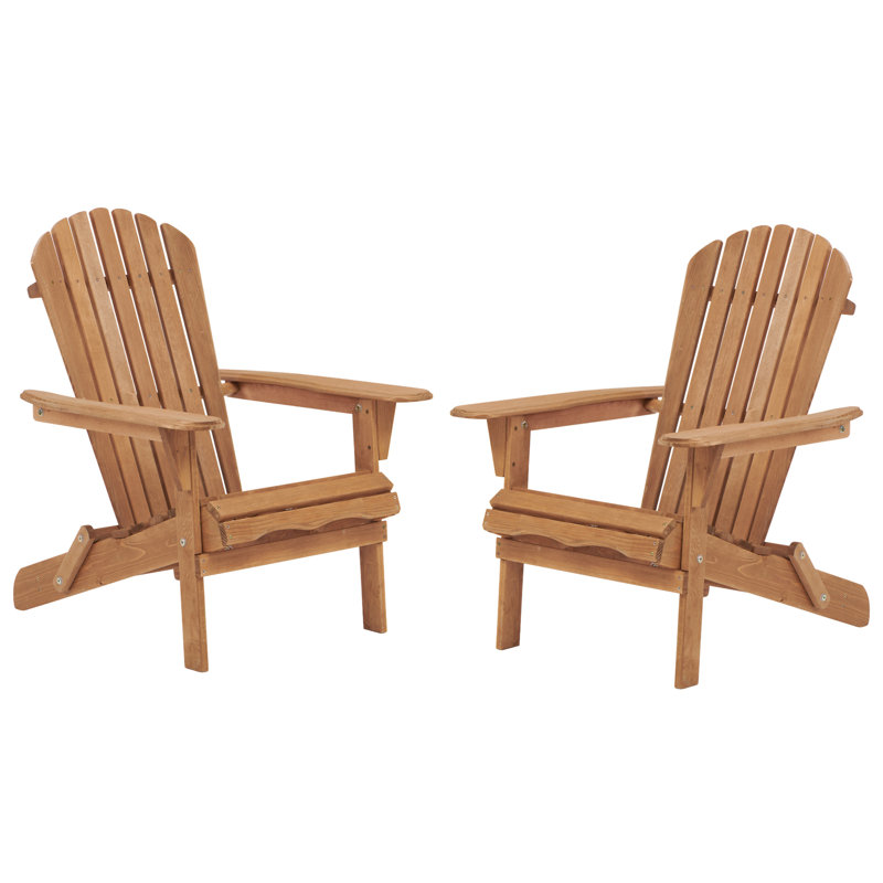 Ensemble de 2 chaises pliantes en bois pour l'extérieur Adirondack avec dossier pré-assemblé